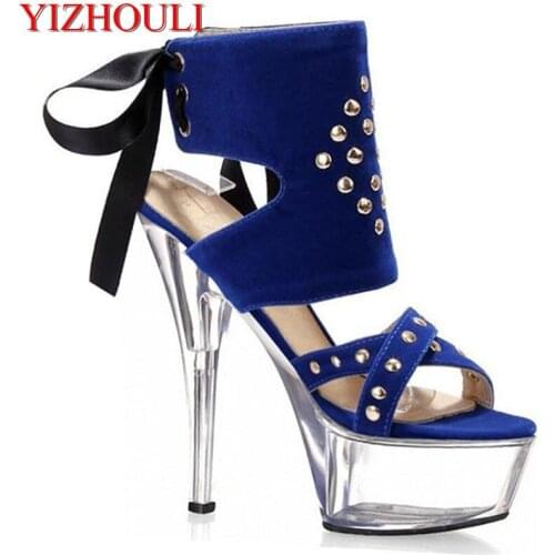 New 2019 summer open toe sandals platform thick heel high-heeled shoes black womens shoes Women sandals 15cm