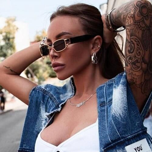 Fashion Vintage Small Frame Square Sunglasses Women Men Popular Luxury Brand Designer Metal Travel Sun Glasses Steampunk Shades