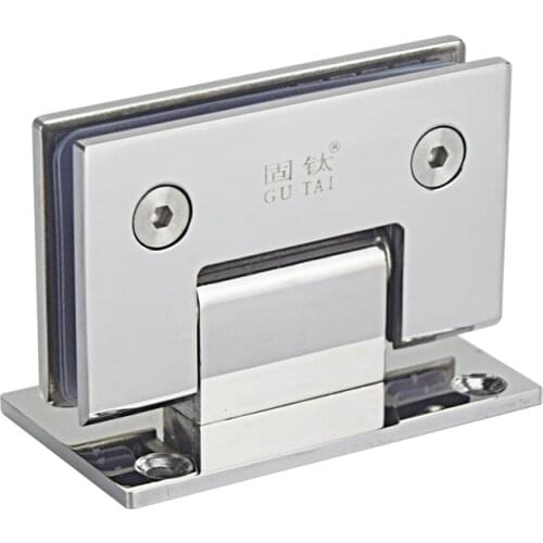 Glass Door Bathrooms Stainless Steel Wall Mount Glass Shower Fixing Clip Chrome Door Hinge (90 Degrees is open)