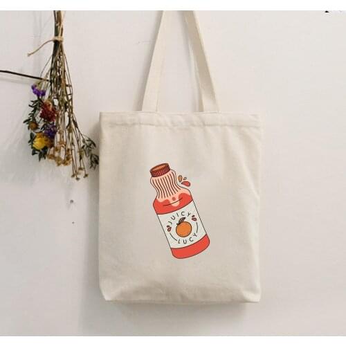 Fresh Ovely Food Handbags Women Canvas Bags Shopping Eco Reusable Foldable Shoulder Bag Tote Bag Casual Bags School Travel