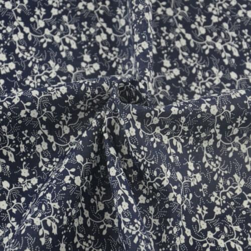 Booksew Dark Blue 100% Cotton Fabric Sewing Elegant Flowers Designs Tecido Patchwork Plain Cloth Textile Fat Quarter Telas