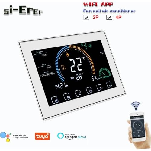 Tuya wifi temperature control cooling and heating 2P/4P programmable thermostat Connect to Alexa/Google Home voice control