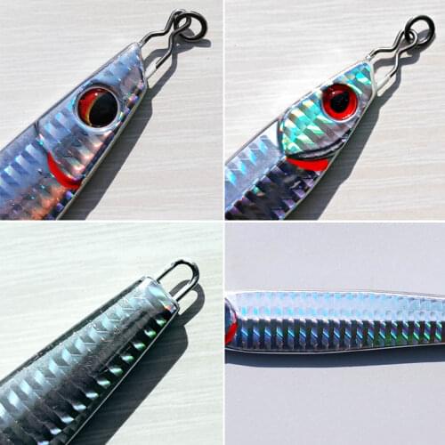 Japan 1pc 100g/120g silver with 3D eyes with sold rings lead fish lead jig knife jig super good quality