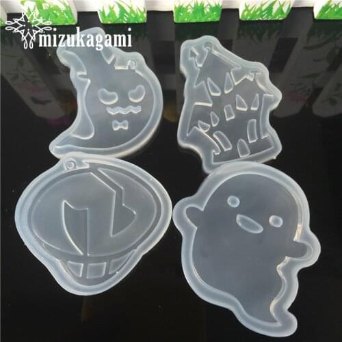 1pcs UV Resin Jewelry Liquid Silicone Mold Cartoon Ghost Castle Charms Molds For DIY Hallowmas Intersperse Decorate Jewelry