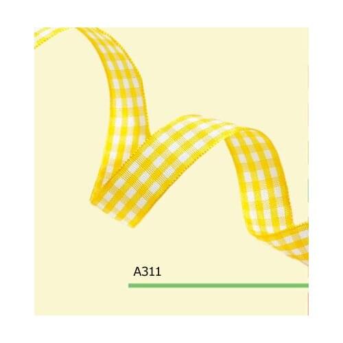 100yards/roll 1 Inch(25mm) Yellow Gingham Check Ribbon