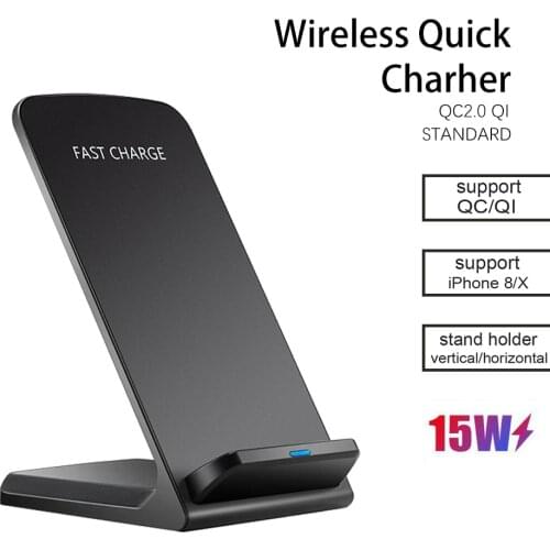 15W Qi Wireless Charger QC 3.0 2.0 Quick Charger Dock Stand For iPhone 12 11 7 8 6 5 5s For Samsung S20 S6 S7 S8 S9 S20