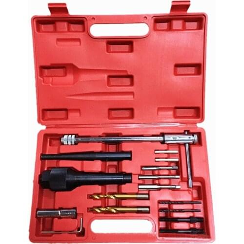 16 pieces of glow plug removal tool & glow plug thread repair kit set