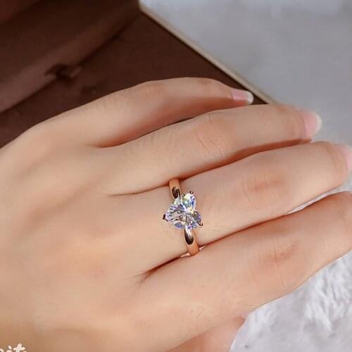 18K Au750 Rose Gold Women Ring Moissanite Diamonds 1 2 3 4 5 Carat Heart Wedding Party Engagement Anniversary Ring Trendy