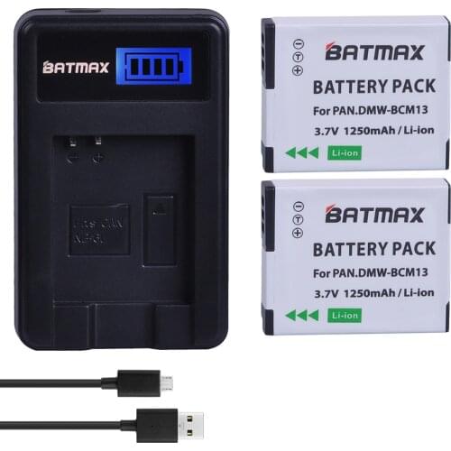2Pc DMW-BCM13E DMW-BCM13 BCM13 Battery + LCD Charger for Panasonic Lumix ZS40 / TZ60, ZS45 / TZ57, ZS50 / TZ70, ZS27 / TZ37,TZ41