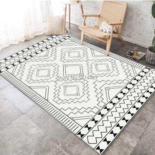 200*300cm Fashion Korean Ins Style Black and White Geometric Simple Strokes Living Room Bedroom Kitchen Bedside Carpet Floor Mat