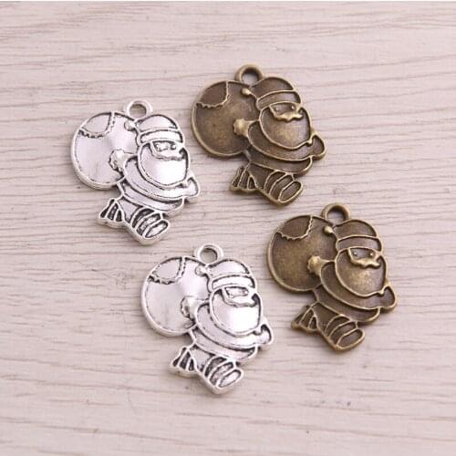 30pcs Charms Christmas Santa Claus gift 17x24mm Antique Bronze Plated Pendants Making DIY Handmade Tibetan Jewelry