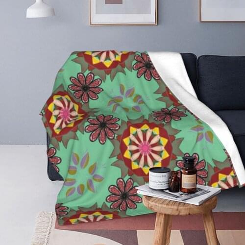 Abstract Geometric Vintage Ethnic Seamless Fuzzy Soft Cozy Warm Fleece Blanket For Couch Bed Dropship Decorative Home Throw