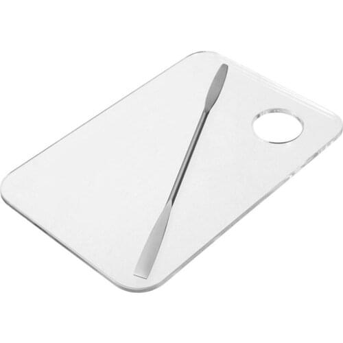 1 set Acrylic Transparent Makeup Palette Polish Gel Watercolor Oil Painting Mixer with Spatula Nail Art Salon Maicure Tools