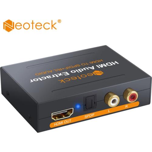 Neoteck 1080P HDMI to HDMI Optical TOSLINK SPDIF and Analog RCA Stereo Audio Extractor Converter 3D Audio Splitter For Apple TV