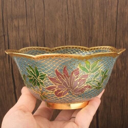 Cloisonne bowl authentic Beijing enamel beautiful transparent blue lace bowl
