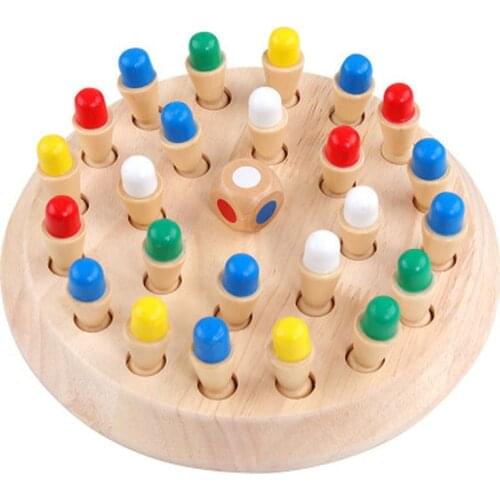 Kids Wooden Memory Match Stick Chess Game Fun Block Board Game Educational Color Cognitive Ability Toy for Children