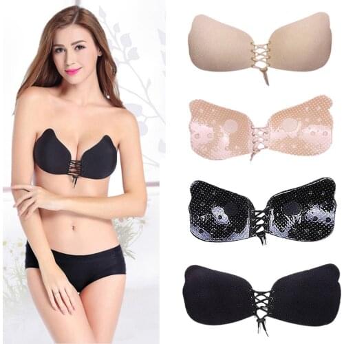 Women Sexy Strapless Instant Breast Lift Invisible Silicone Push Up Bra Pure Color Gathers and Comfortable Chest Patch Женский