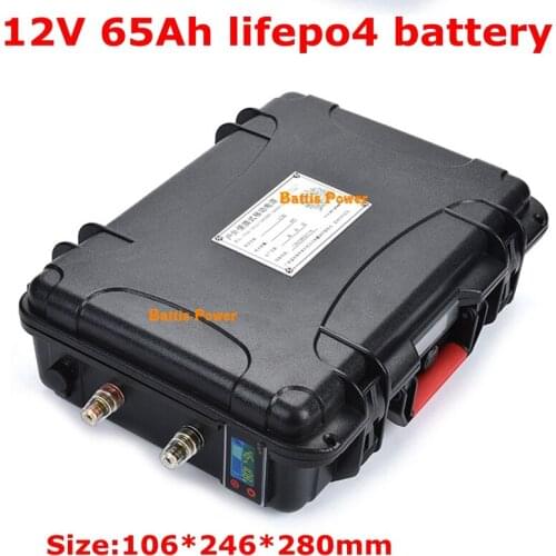 Brand 12v 65ah Lifepo4 Battery Pack Built In Bms with Waterproof ABS Case for Electric Car E-scooter,e-motorcycle+5A Charger