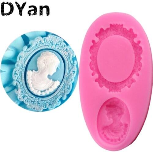 Oval Cameo & Oval Frame Fondant Mold Miniature Frame Silicone Mirror Sugar Fondant Cake Decorating Tools Baking Silicone A1413