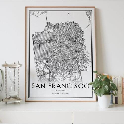 SAN FRANCISCO city map Nordic Living Room Decoration Canvas Poster Modern Home Decor Art Print Painting
