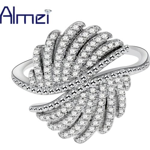 Almei Wing Costume Jewelry Rings For Women Ring Female Cubic Zirconia New Year Gifts Fashion Womens Decorating Jewellery Y346