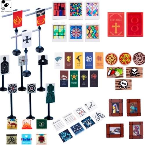 MOC WW2 Military Russian Soldier Building Blocks Printing Accessories City Police Figures Parts Medieval Flag Kid Brick Toys