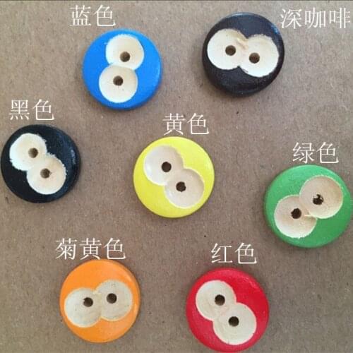 100 Pcs/Lot Mixed 2 Holes Round Wood Buttons Clothing Sewing DIY Craft Scrapbooking Botones 15mm
