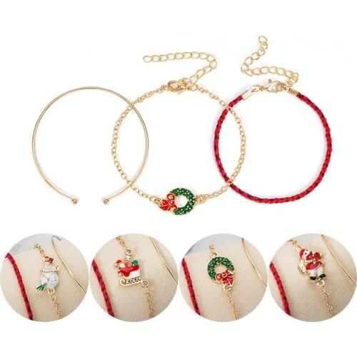 Fashion Design Santa Claus sled Pendant Bracelet For Women Girls Cute anniversary blessing bangles Jewelry Christmas Gifts