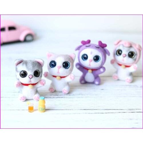 Non-Finished Felt New Arrival Lovely Cat Big Eyes Handmade Animal Toy Doll Wool Needle Felt Poked Kitting DIY Wool Kits Package
