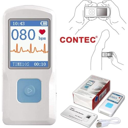 Genuine CONTEC Handheld Portable ECG EKG Machine Heart Beat Monitor LCD USB Bluetooth PM10 with Software App for Ios Android