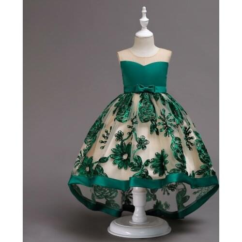 Popodion Flower Girl Three-Dimensional Embroidered Tail Dress CHD20458