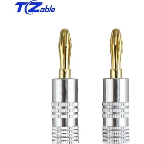20pcs Audio Jack Connectors Speaker Banana Plug 4mm HiFi Plug Conector Banana 90 Degree Adaptor Free Welding Copper Gold Plated