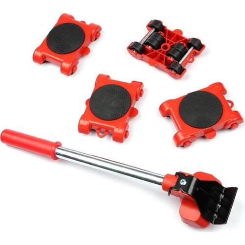 5pcs/Set Adjustable Furniture Mover Set Furniture Mover Tool Transport Lifter Heavy Stuffs Moving Wheel Roller Bar Hand Tools