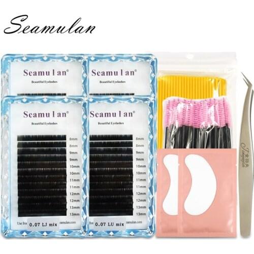 Eyelashes Extension Individual False Eyelash Classic Natural lashes& Tweezer &Brush Disposable makeup tool Hand Made 3D Mink
