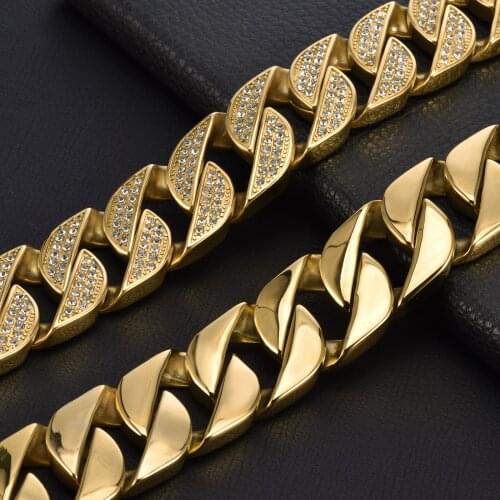 Smooth Metal Dog Pet Collar Stainless Steel Chain Luxury Diamond Buckle 32mm Pitbull Bulldog French Collar Necklace High Quality