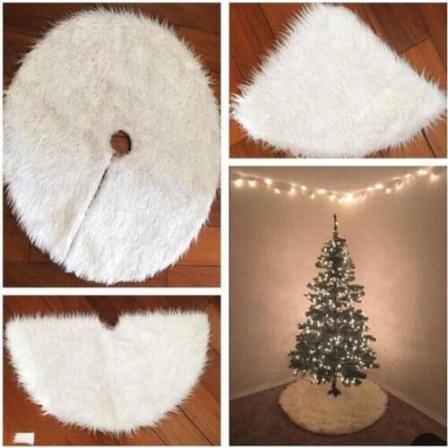 Christmas Decoration Plush Tree Skirt Pure White Long Hair Christmas Tree Skirt Christmas Fake Snow Blanket Christmas Tree Dress
