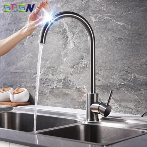 Sensor Kitchen Faucet SDSN Brushed Nickel Touch Kitchen Faucets SUS304 Stainless Steel Sensor Kitchen Tap Touch Mixer Faucets
