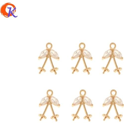 Cordial Design 50Pcs 10*15MM Jewelry Accessories/CZ Charms/Leaf Shape/Hand Made/DIY Connectors For Pendant/Earring Findings