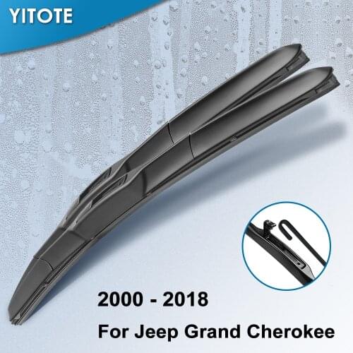 YITOTE Windscreen Hybrid Wiper Blades for Jeep Grand Cherokee Fit Hook Arms Model Year From 2000 to 2018