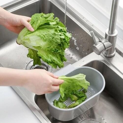 Kitchen Sink Strainer Drain Fruit Vegetable Drainer Basket Sponge Hanging Holder Rack Organizer Kitchen Tools Sink Filter Shelf