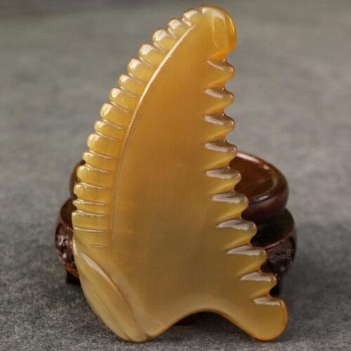 Face Beauty Gouache Scraper Natural Horn Guasha Board With Sawtooth Acupuncture Therapy Meridian Scraping Massage Gua Sha Tool