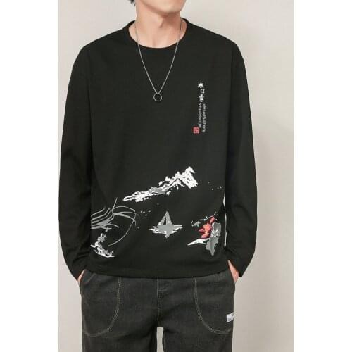 New Mens Chinese Style Printed Pattern Spring Autumn Casual Hoodies Sweatshirts Men Top Harajuku Aesthetic Hip Hop Sweatshirts