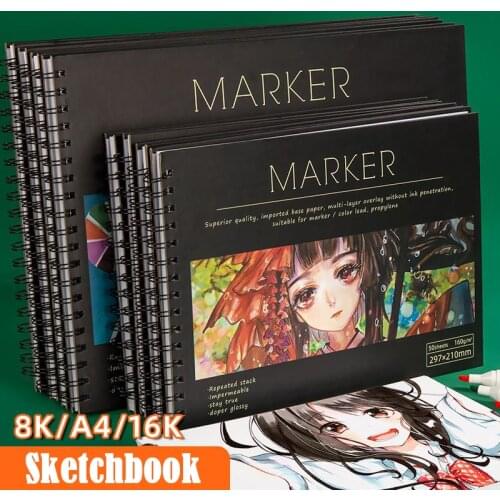 Thick Sketchbook 130gsm Binder Notebook Refillable Suitable for pencils, fountain pens, Marker pens,Drawing Book Art Supplies