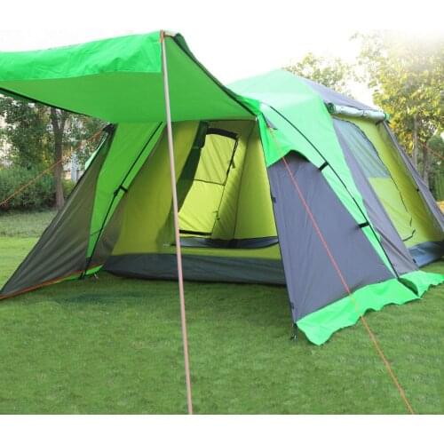 Camel automatic 3-4 people camping tent with skirt have 4doors include one set of front poles anti rain big family hiking tent