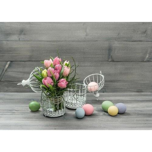 Tulips Easter Eggs Photographic Backdrops Computer Printed Background Photo Studio for Baby Children Family Party Photobooth
