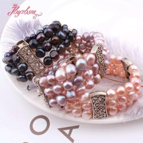 6x8mm Natural Freshwater Pearl Beads For Women Party Wedding Christmas Gift Fashion Jewerly Bracelet Adjustbale Size 7.5"