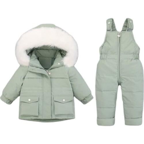 Winter Snowsuit Girl Childrens Down Jacket Thick Warm Winter Kids Jumpsuit Toddler Girl Clothes Set 1-5Y Baby Outfits Set