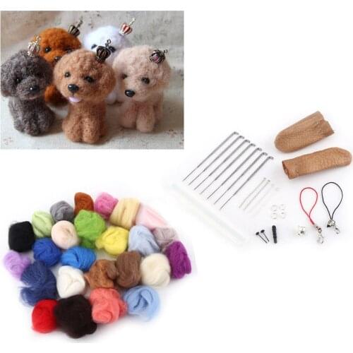 1set New 25 Colors Soft Wool Felt + Felting Needle Tool Set Mat Starter DIY Kit Craft