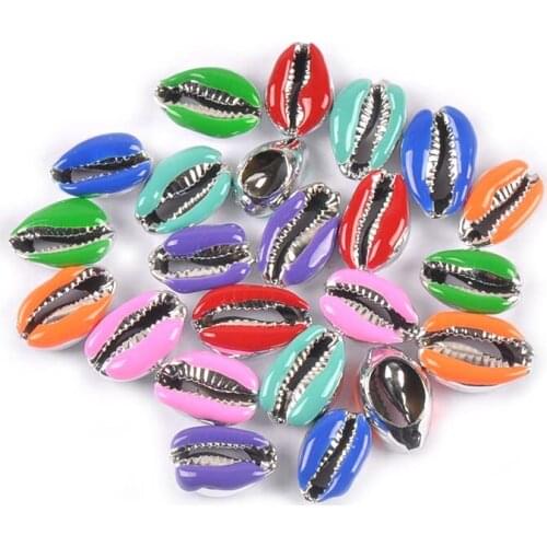 Silver Plated Enamel Seashell For Necklace Bracelet DIY Handmade Conch Beads Shell Jewelry Accessories Home Decor 10pcs TR0329