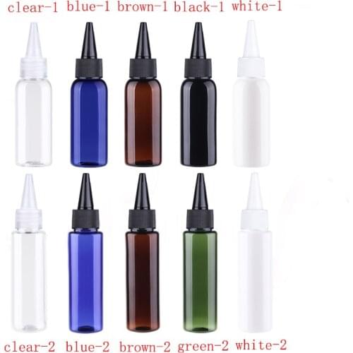 100pc 30ml Empty liquid soap Plastic Black Container With Pointed Mouth Cap Lotion PET Bottles With Screw Cap Cosmetic Packaging